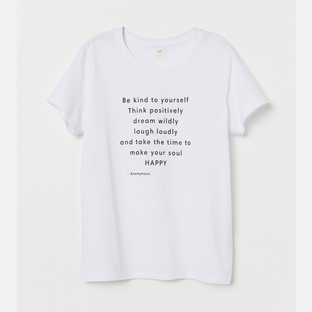 H&M White Cotton Graphic Tee. Size XS. New